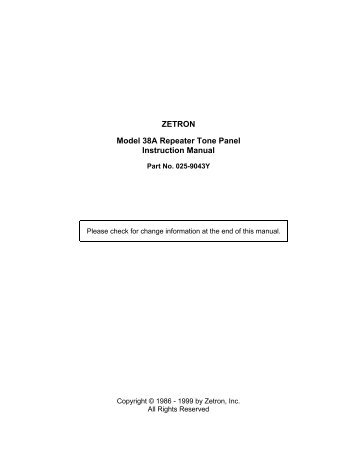 Model 250 Tone Remote Adapter Installation Manual Wiring Lighted Doorbell Button Zetron Wiring Diagram